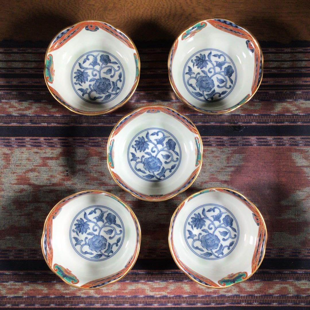 青藍 極彩 金彩 小鉢 5枚楽しいうー特価』 青藍 『極彩』 金彩 小鉢 5